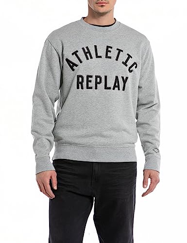 Replay Herren M6713 Sweatshirt, M08 Melange Grey, XL von Replay