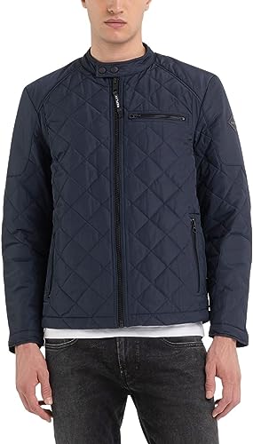 Replay Herren Steppjacke Übergangsjacke ohne Kapuze, Blue 086 (Blau), M von Replay