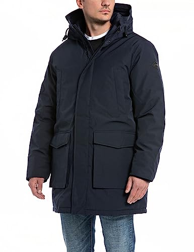 Replay Herren Jacke Winterjacke mit Kapuze, Blue 086 (Blau), L von Replay