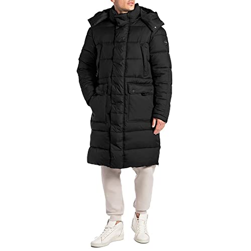 REPLAY Herren M8272 Alternativer Daunenmantel, 098 Black, L von Replay