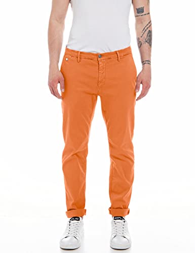 Replay Herren M9722a Benni Hyperchino Color Xlite Jeans Chino, Sunset Orange 844, 32W / 30L von Replay