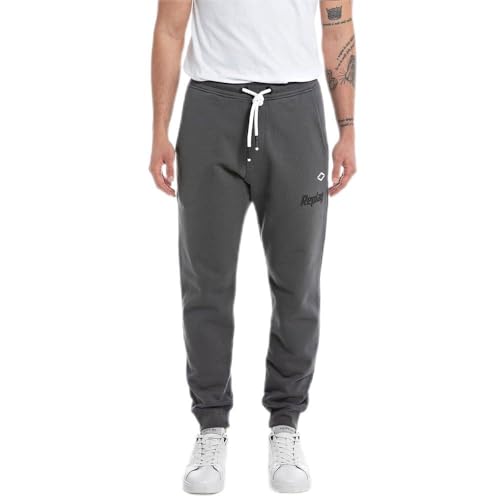 Replay Herren Jogginghose mit Logo, Titanium 291 (Grau), XS von Replay