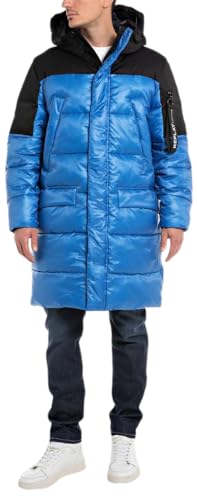 Replay Herren Mantel mit Kapuze Winter, Blau (Royal 279), XL von Replay