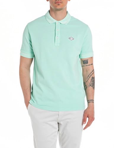 Replay Herren Poloshirt Kurzarm aus Baumwolle, Caribe Turquoise 584 (Türkis), 3XL von Replay