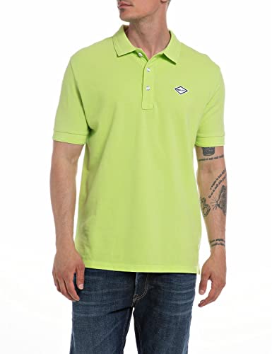 Replay Herren Poloshirt Kurzarm aus Baumwolle, Lime Green 732 (Grün), L von Replay