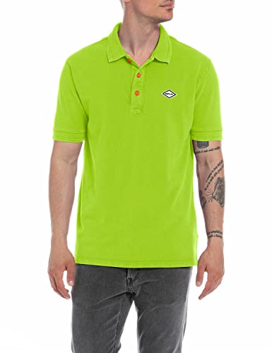 Replay Herren Poloshirt Kurzarm aus Baumwolle, Lime Green 732 (Grün), XL von Replay