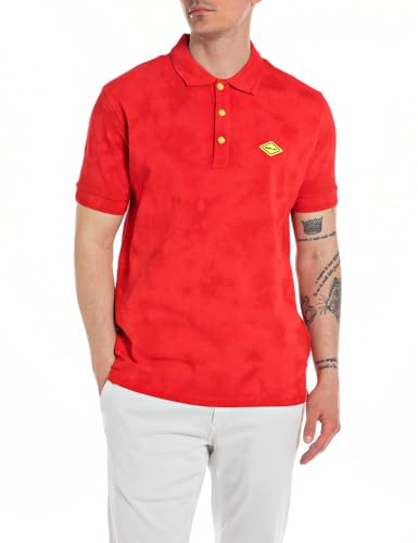 Replay Herren Poloshirt Kurzarm aus Baumwolle, Heritage Red 054 (Rot), M von Replay