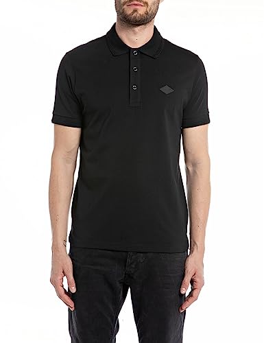 Replay Herren Poloshirt Kurzarm aus Baumwolle, Black 098 (Schwarz), 3XL von Replay