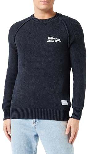 Replay Herren Pullover aus Baumwolle, Dark Navy 970 (Blau), XL von Replay