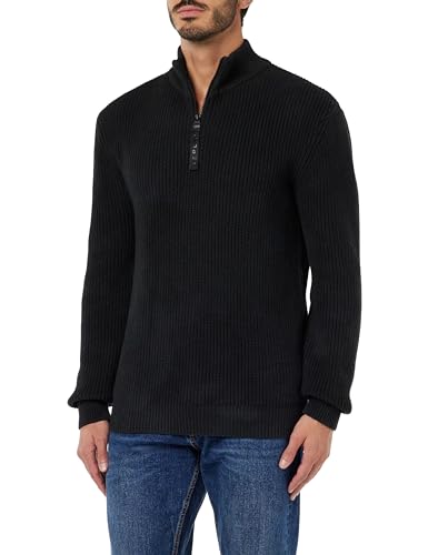 Replay Herren Pullover mit Reißverschluss, Schwarz (Special Dye Colour Black 020), S von Replay