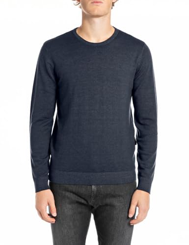 Replay Herren Pullover mit Rundhalsausschnitt, Blau (Deep Blue 088), XL von Replay