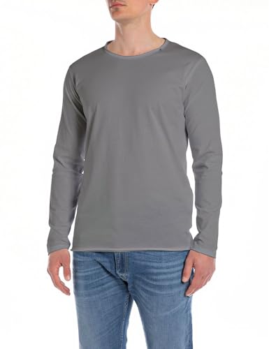 Replay Herren Langarmshirt aus Baumwolle, Titanium 622 (Grau), XL von Replay