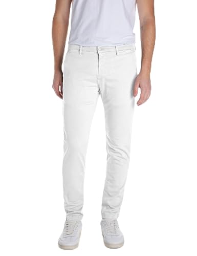Replay Herren Chino Hose Zeumar Hyperflex Colour X-Lite, Natural White 011 (Weiß), 30W/32L von Replay