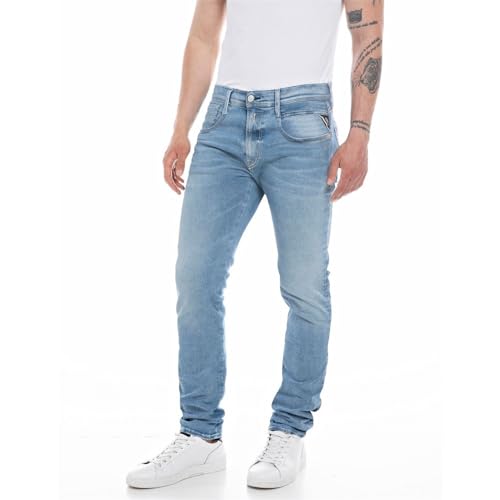 Replay Herren Jeans Anbass Slim-Fit Hyperflex mit Stretch, Light Blue 010-2 (Blau), 32W / 30L von Replay