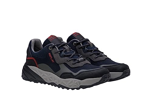 Replay Herren Sneaker Trail One Schuhe, Blau (Navy Grey 194), 43 von Replay