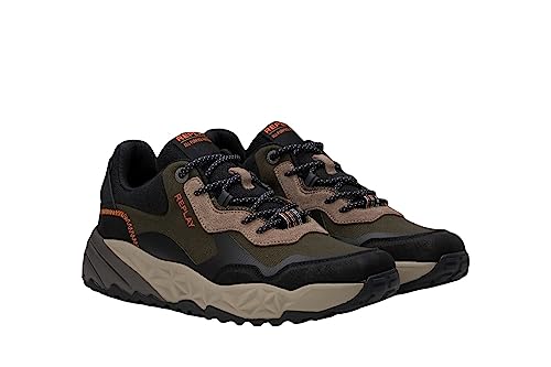 Replay Herren Sneaker Trail One Schuhe, Mehrfarbig (Mil Green Black 2076), 44 von Replay