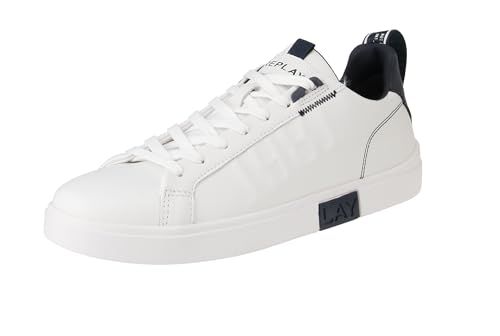 Replay Herren Sneaker aus Leder, Schwarz (Black White 008), 43 von Replay