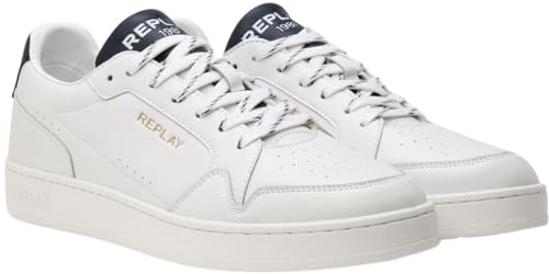 Replay Herren Sneaker aus Leder, Weiß (White 061), 43 von Replay