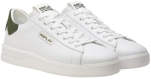 Replay Herren Sneaker aus Leder, Weiß (White Black 062), 40 von Replay