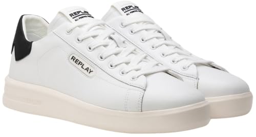 Replay Herren Sneaker aus Leder, Weiß (White Black 062), 41 von Replay