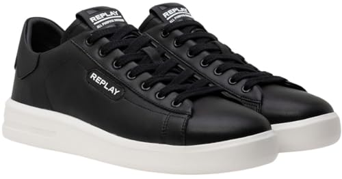 Replay Herren Sneaker aus Leder, Weiß (White Black 062), 41 von Replay
