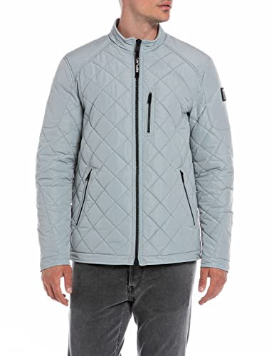 Replay Herren Steppjacke mit Reißverschluss, Silver 111 (Grau), S von Replay