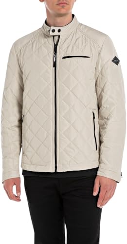 Replay Herren Steppjacke Übergangsjacke ohne Kapuze, Sand 993 (Elfenbein), S von Replay