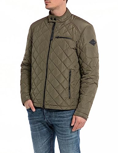 Replay Herren Steppjacke Übergangsjacke ohne Kapuze, Dark Olive... 928 (Grün), M von Replay