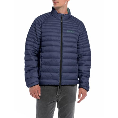 Replay Herren Steppjacke mit Reißverschluss, Ocean Blue 714 (Blau), S von Replay