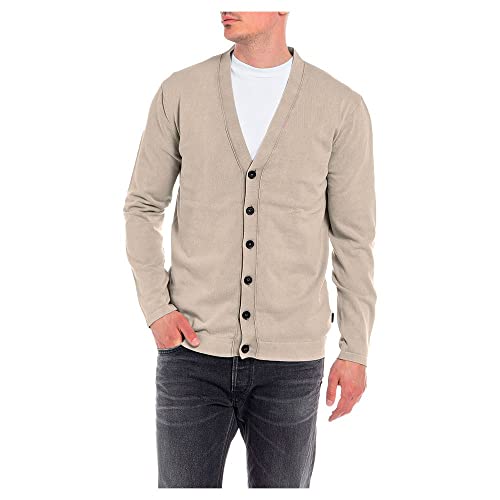 Replay Herren Strickjacke mit Knopfleiste, Steel Grey 319 (Grau), L von Replay