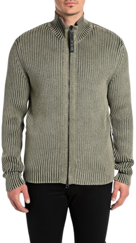 Replay Herren Strickjacke mit Reißverschluss, Grün (Mud Green 759), XXL von Replay