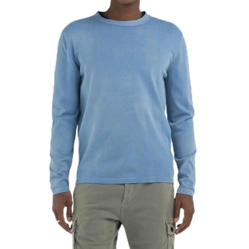 Replay Herren Strickpullover aus Baumwolle, Dusty Azure 281 (Blau), S von Replay