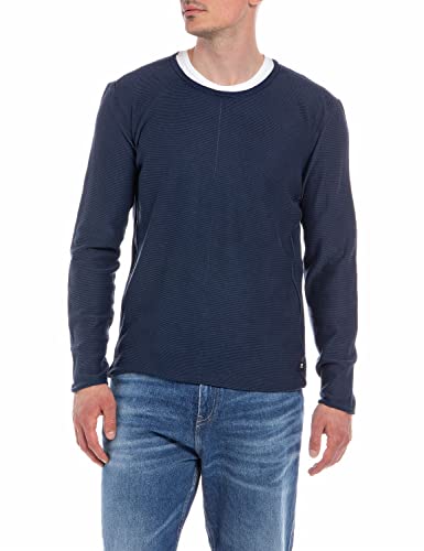 Replay Herren Uk2651 Pullover Casual, 782 Stone Blue, M von Replay