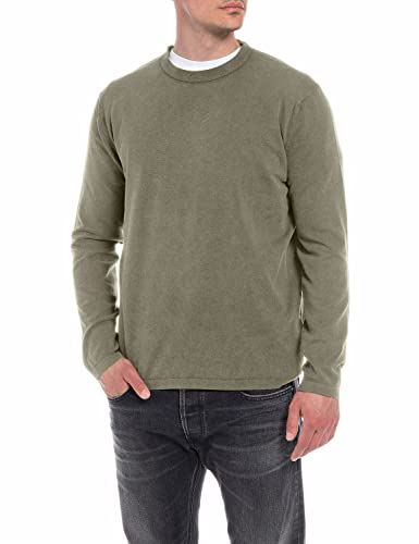 Replay Herren Strickpullover mit Rundhals-Ausschnitt, Green 946 (Grün), XL von Replay