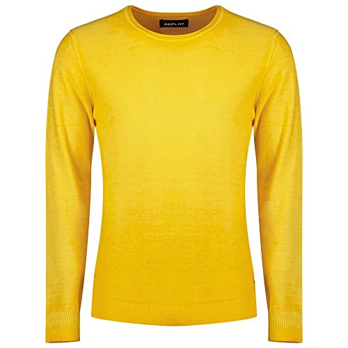 Replay Herren Strickpullover mit Rundhals-Ausschnitt, Light Orange 796 (Orange), L von Replay