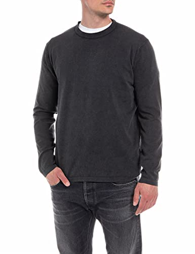 Replay Herren Strickpullover mit Rundhals-Ausschnitt, Black 098 (Schwarz), XL von Replay