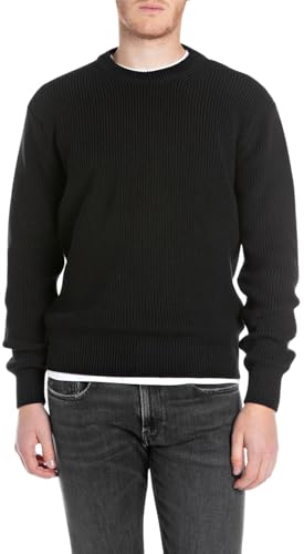 Replay Herren Strickpullover mit Rundhalsausschnitt, Black 098 (Schwarz), 3XL von Replay
