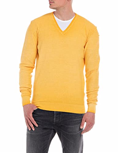 Replay Herren Strickpullover mit V-Ausschnitt, Light Orange 796 (Orange), L von Replay