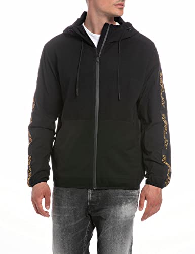 Replay Herren Sweatjacke mit Kapuze, Black 098 (Schwarz), L von Replay