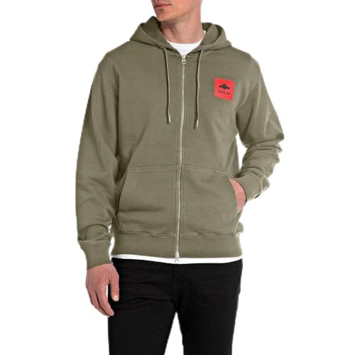 Replay Herren Sweatjacke aus Baumwolle, Light Military 408 (Grün), L von Replay