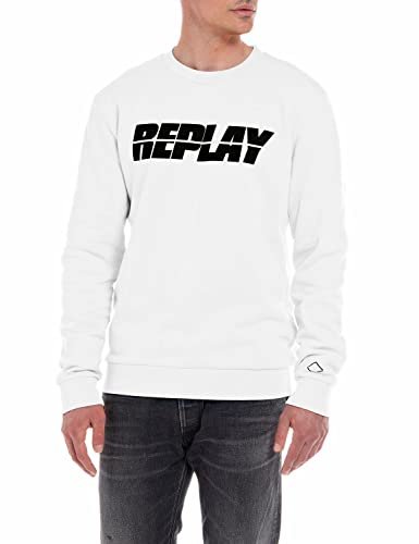 Replay Herren Sweatshirt 100% Baumwolle, Chalk 801 (Grau), M von Replay