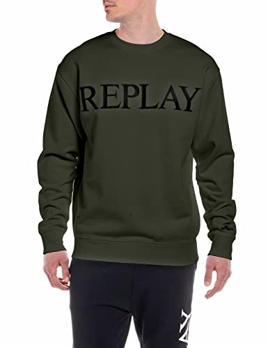 Replay Herren Sweatshirt 100% Baumwolle, Army Green 238 (Grün), M von Replay