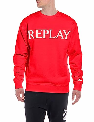 Replay Herren Sweatshirt 100% Baumwolle, Ruby Red 656 (Rot), L von Replay