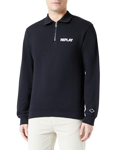 Replay Herren Sweatshirt aus Baumwolle, Black 098 (Schwarz), XL von Replay