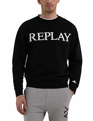 Replay Herren Sweatshirt 100% Baumwolle, Black 098 (Schwarz), L von Replay