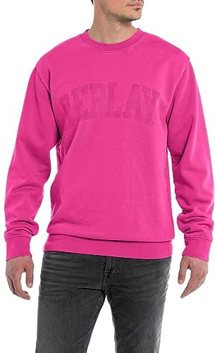 Replay Herren Sweatshirt Logo ohne Kapuze, Rosa (Fairy Violet 106), XXL von Replay