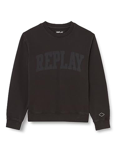 Replay Herren Sweatshirt mit Logo ohne Kapuze, Blackboard.... 099 (Schwarz), XL von Replay