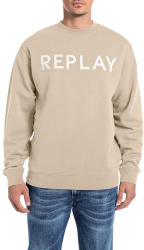 Replay Herren Sweatshirt Oversized, Grau (Light Taupe 803), L von Replay