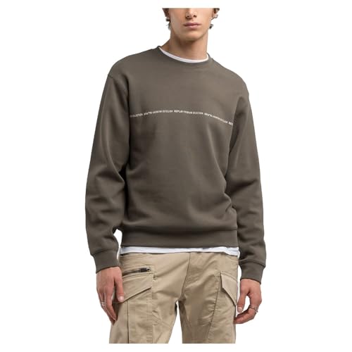 Replay Herren Sweatshirt Oversized, Grün (Mud Green 759), M von Replay