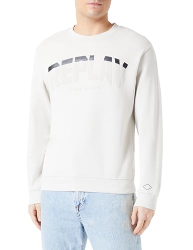 Replay Herren Sweatshirt aus Baumwolle, Sand 993 (Elfenbein), L von Replay